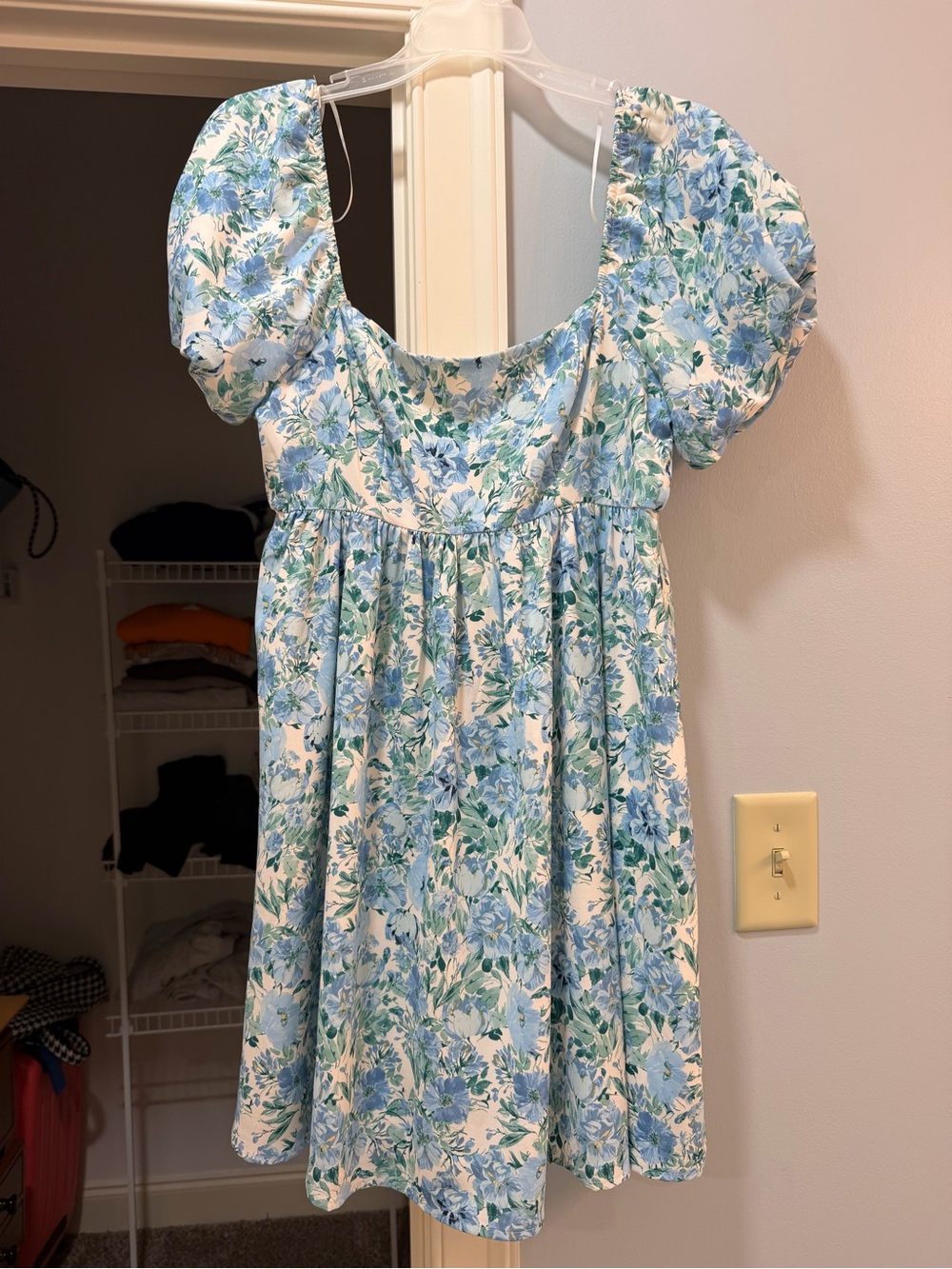 Altar’d State Blue Floral Puff Sleeve Dress